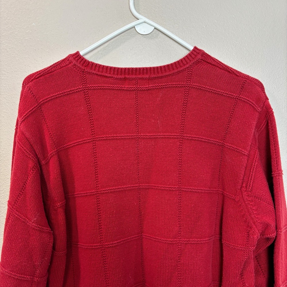 Vintage‎ IZOD Sweater Men's Medium Red Pattern Knit Pullover Box Pattern Casual - Picture 7 of 10